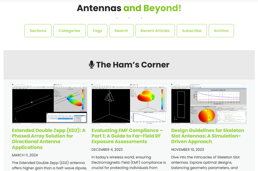 The Ham's Corner section in Antennas and Beyond! blog